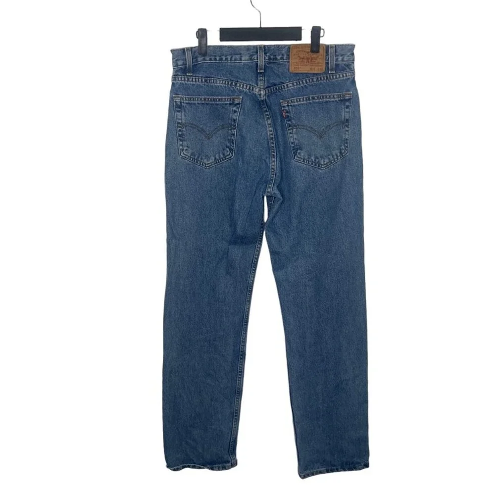 Levis 505 Regular Fit Straight Leg Jeans Mens W34 L32 Medium Wash Blue Denim